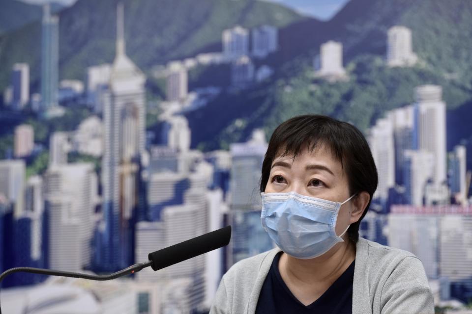 HONG KONG, CHINA - SEPTEMBER 13: Head of Communicable Disease Branch of Centre for Health Protection of Department of Health Chuang Shuk-kwan attends a press conference amid the coronavirus outbreak on September 13, 2020 in Hong Kong, China. (Photo by Li Zhihua/China News Service via Getty Images)