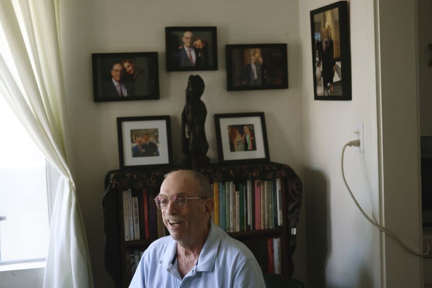 Los Angeles, CA - August 16: Rev. Dr. Steve Pieters, a long-term HIV/AIDS activist and survivor, smiles while speaking about his life during an interview on Tuesday, Aug. 16, 2022 in Los Angeles, CA. He received the Gay Men's Chorus of Los Angeles's highest award, the Humanitarian Voice Award at the annual concert and Gala dinner. (Dania Maxwell / Los Angeles Times)