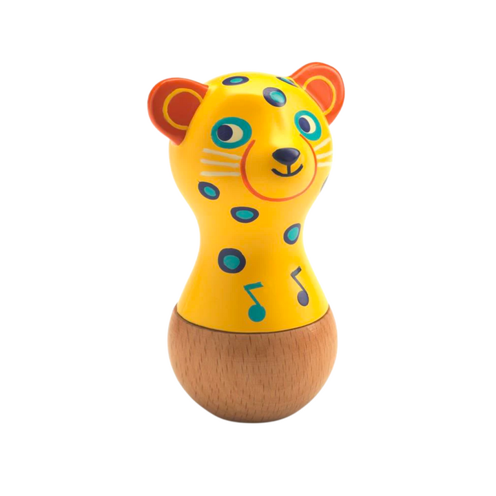 <p><strong>Djeco</strong></p><p>kidochicago.com</p><p><strong>$8.00</strong></p><p>Kids can practice percussion and rhythm with this wooden maraca toy. Unlike other shakers out there, this one it's just egg shaped: It has a cool, jaguar design that also <strong>makes it easy for kids to grab.</strong> <em>Ages 1+</em></p>