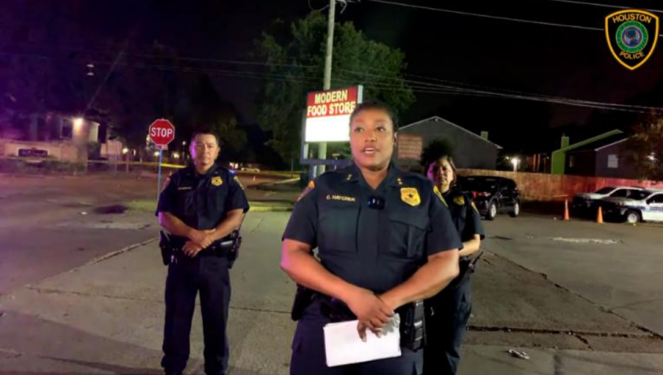 Houston assistant police chief Chandra Hatcher tells reporters about the fatal drive-by shooting that left a 5-year-old dead and an 8-year-old injured (Houston Police Department)
