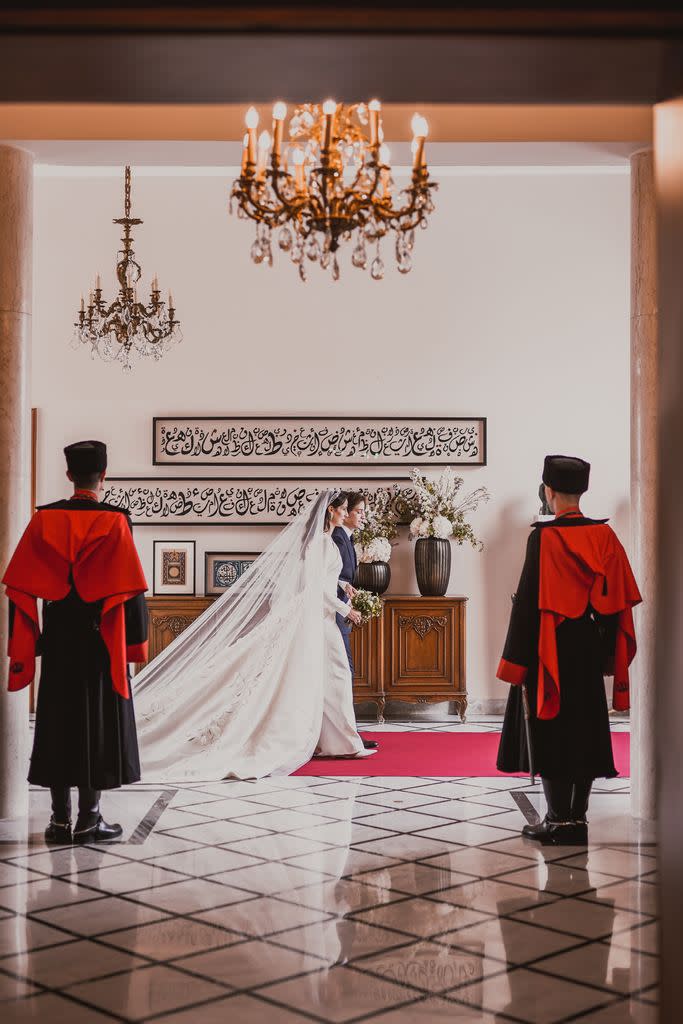 The bride and her brother-in-law moments before the ceremony began