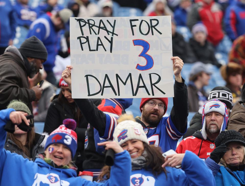 Fans show their support for Damar Hamlin. 