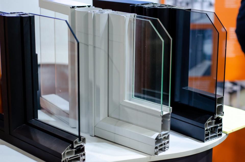 Cross-sections of single-pane and double-pane window samples