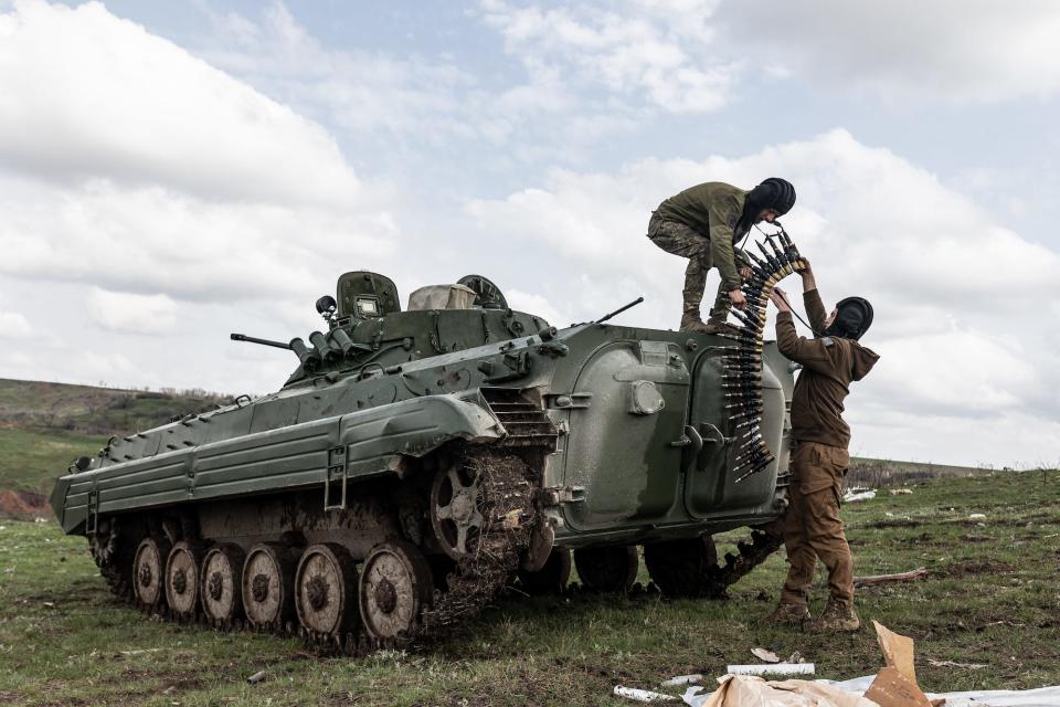 Ukraine soldiers ammunition BMP armored vehicle