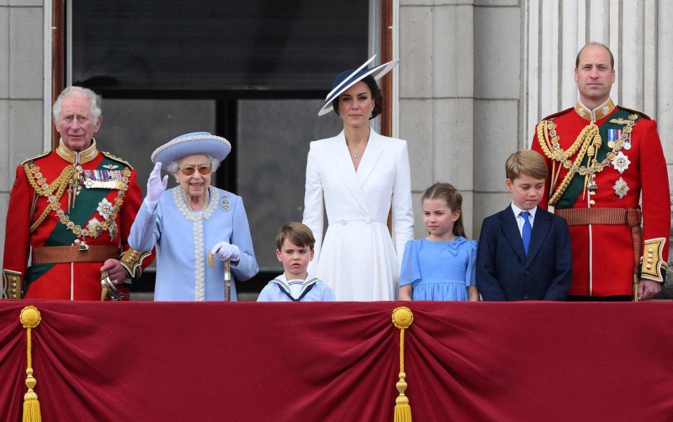 The Royal family at one of the late Queen's final public appearances, on the balcony for the Diamond Jubilee in June 2022