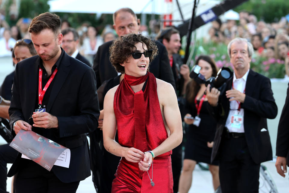 Timothee Chalamet attends the “Bones And All” red carpet at the 79th Venice International Film Festival on Sept. 02, 2022 in Italy. - Credit: Getty Images