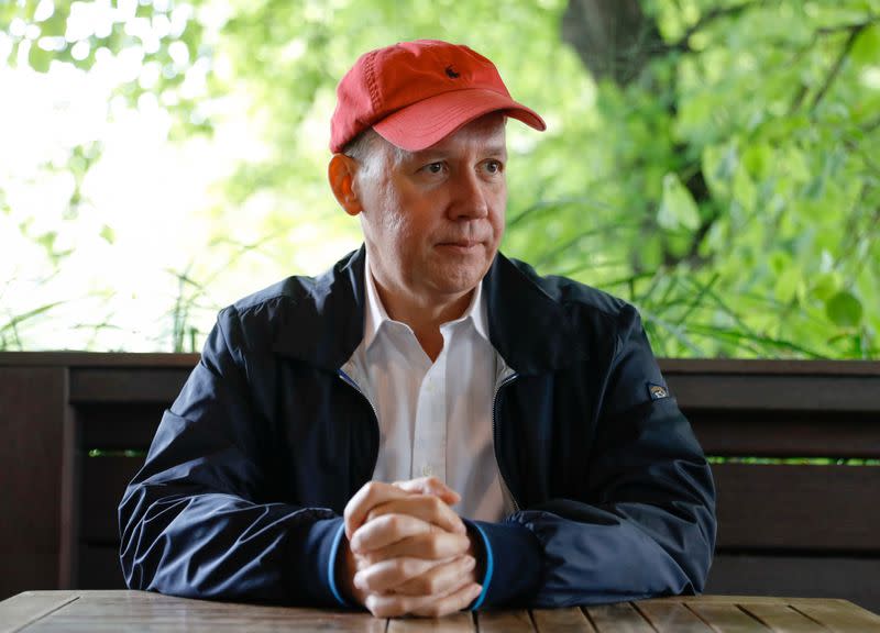 Belarusian opposition figure Valery Tsepkalo attends an interview in Moscow