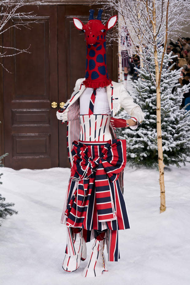 <p>A look from Thom Browne's Fall 2020 collection. Photo: Imaxtree</p>