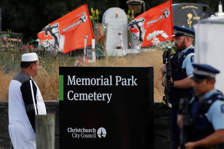 Relatives and other people arrive to attend the burial ceremony of the victims of the mosque attacks, at the Memorial Park Cemetery in Christchurch, New Zealand March 20, 2019. REUTERS/Jorge Silva