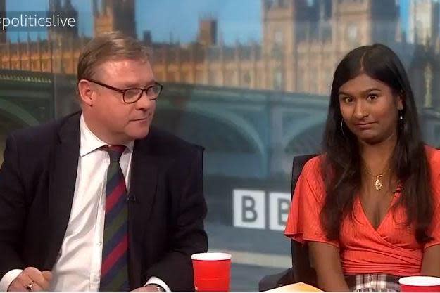 Mark Francois raised eyebrows in the BBC studio and across social media with his comments: BBC Two/ Politics Live