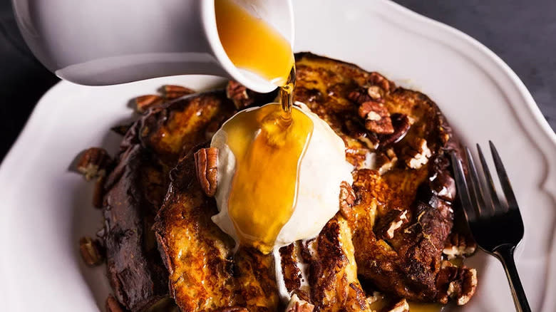 Panettone French toast with syrup