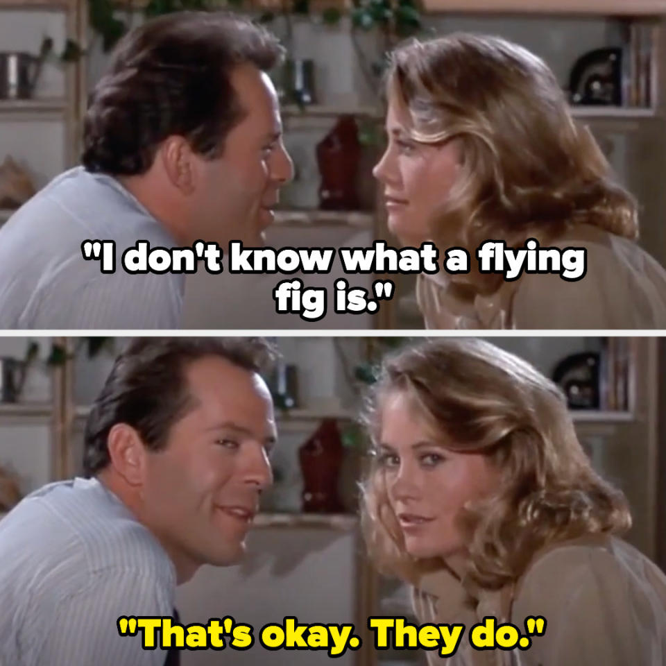 David: "I don't know what a flying fig is." Maddie: "That's okay. They do." (With them both looking into the camera.)