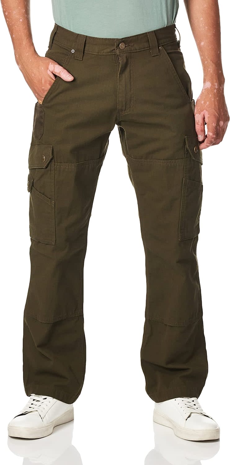 Carhartt-Mens-Ripstop-Cargo-Work-Pant with lots of pockets in brown