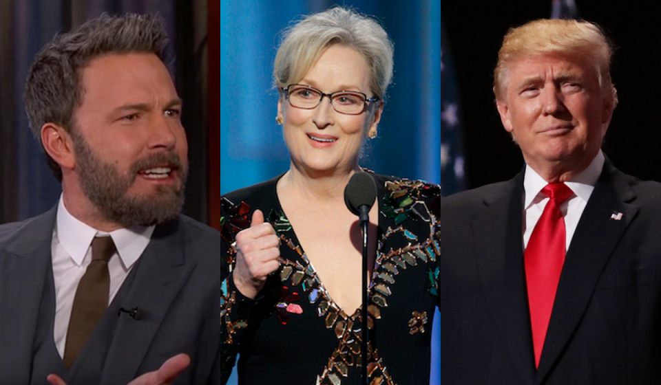 Ben Affleck, Meryl Streep and Donald Trump. (Credit: ABC / NBC / Getty Images)