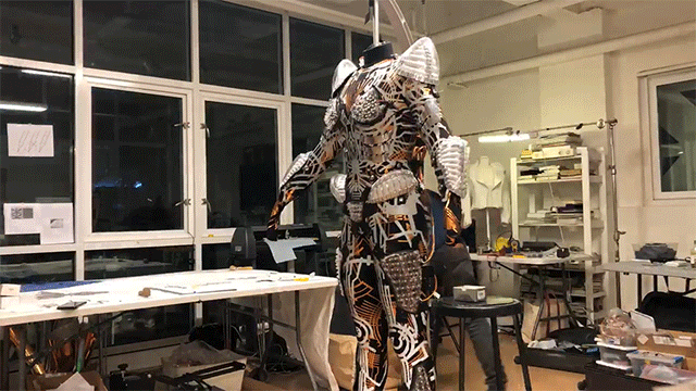 Asher Levine uses 3-D body-mapping technology to create his futuristic, second-skin designs.
