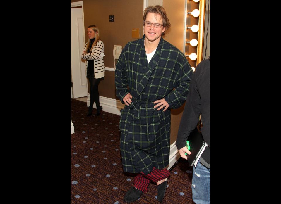 Actor Matt Damon arrives in his pajamas at the 48th Annual ICG Publicist Awards at The Beverly Hilton hotel on February 25, 2011 in Beverly Hills, California. (Getty)