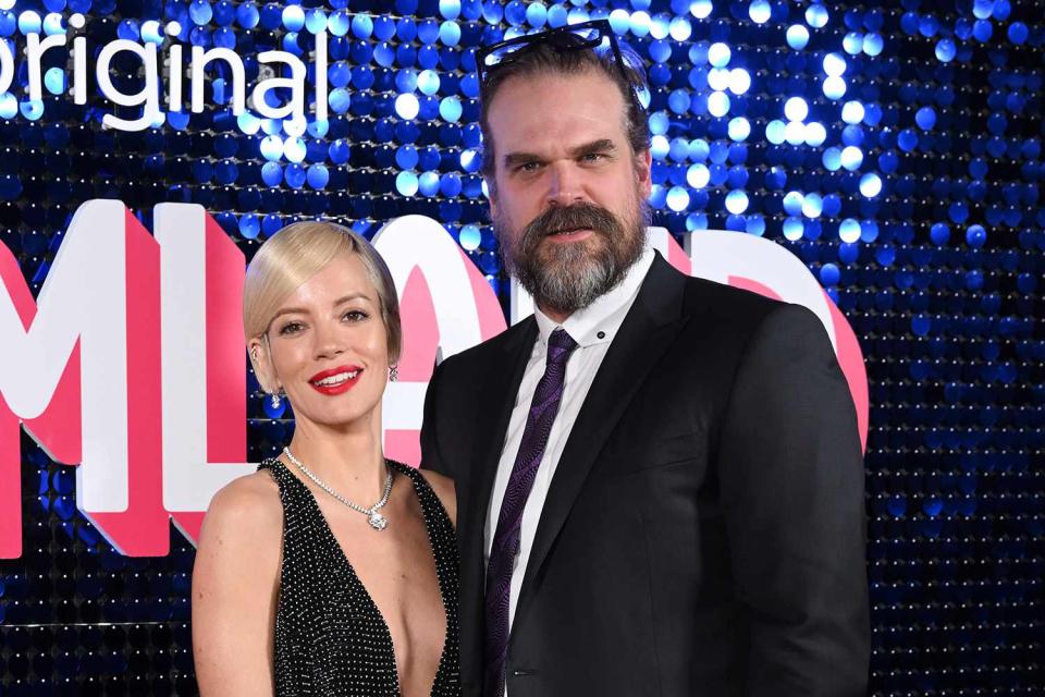 <p>Karwai Tang/WireImage</p> Lily Allen and David Harbour 