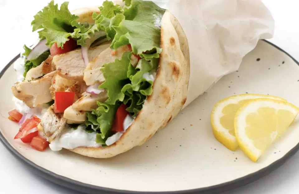 <p>These grilled chicken gyros can be made in under 25 minutes, which is a steal considering how loaded they are with fillings and flavor. </p> <p><a href="https://www.thedailymeal.com/best-recipes/grilled-chicken-gyros-easy?referrer=yahoo&category=beauty_food&include_utm=1&utm_medium=referral&utm_source=yahoo&utm_campaign=feed" rel="nofollow noopener" target="_blank" data-ylk="slk:For the Grilled Chicken Gyros recipe, click here.;elm:context_link;itc:0;sec:content-canvas" class="link ">For the Grilled Chicken Gyros recipe, click here.</a></p>