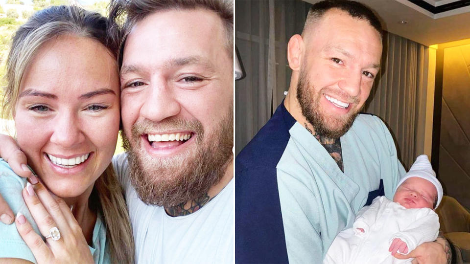 Pictured here, Conor McGregor,  fiancee Dee Devlin and their baby boy Rian.