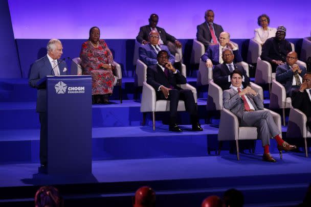 PHOTO: In this June 24, 2022, file photo, Prince Charles, Prince of Wales, speaks during the opening ceremony of the Commonwealth Heads of Government Meeting at Kigali Convention Centre, in Kigali, Rwanda. (Dan Kitwood/Getty Images, FILE)