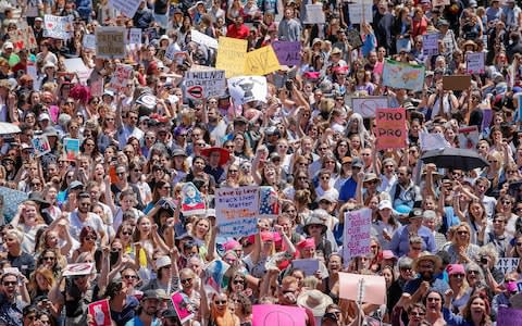 A women's march from January 2017 - which partly inspired the March of the Mummies - Credit: Wayne Taylor/Getty 