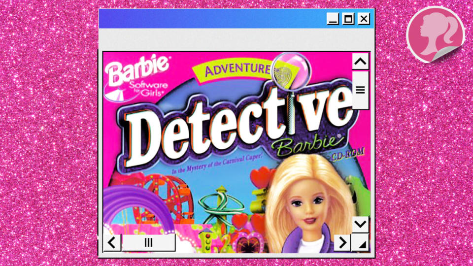 An illustration including photos of Barbie iconography, Glitter and Barbie Logo.