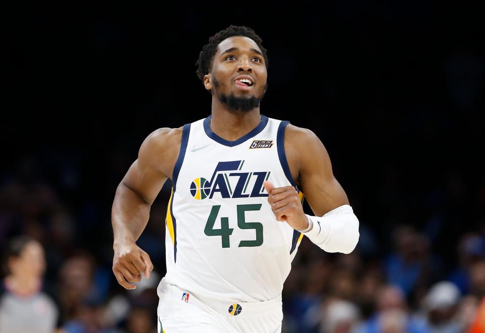 Jazz guard Donovan Mitchell had plenty to smile about Sunday night.