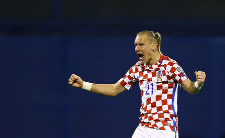 Football Soccer - Croatia v Ukraine - 2018 World Cup Qualifiers European Zone - Maksimir arena, Zagreb, Croatia - 24/03/17. Croatia's Domagoj Vida celebrate after match. REUTERS/Antonio Bronic