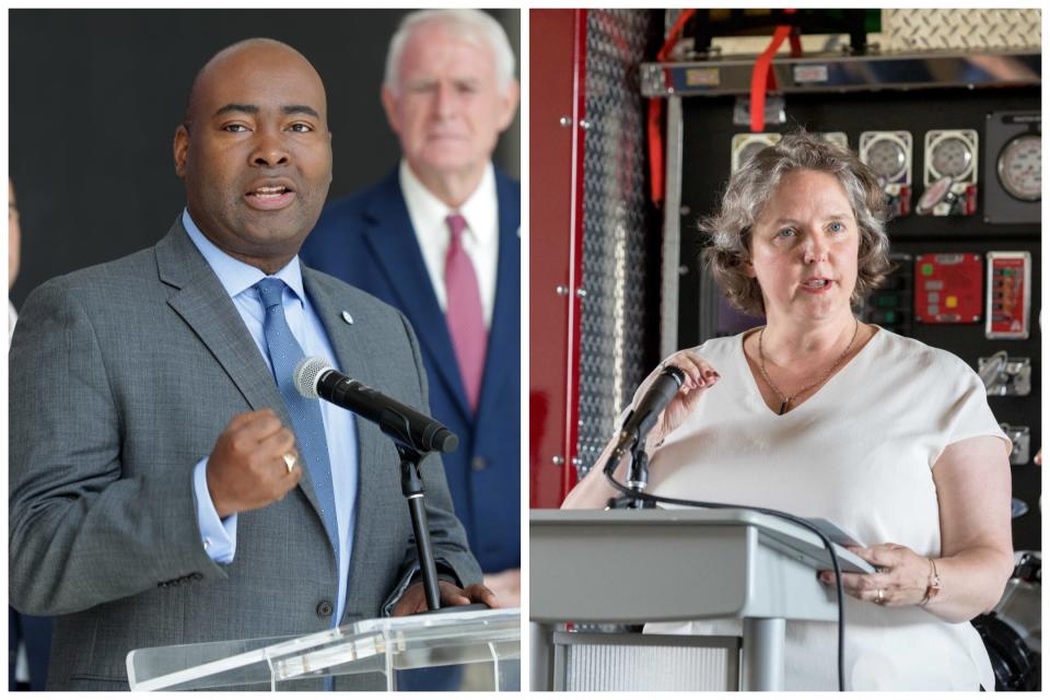 DNC chair Jaime Harrison (left) and Madison mayor Satya Rhodes-Conway will be in town will other Democrats for a press conference prior to the debate.