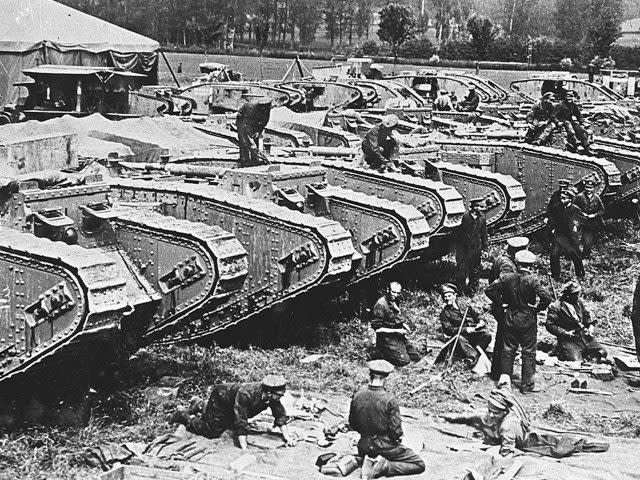 Tanks preparing for the Battle of Cambrai