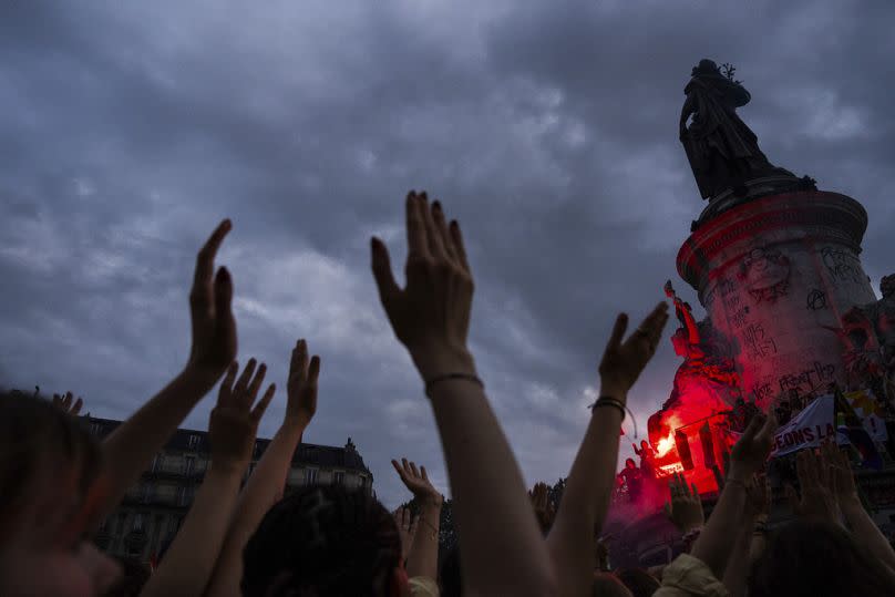 Manifestación contra Agrupación Nacional en Francia. 