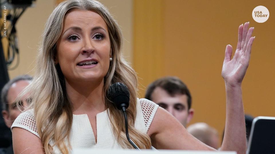 Sarah Matthews, former White House deputy press secretary, testifies as the House select committee investigating the Jan. 6 attack on the U.S. Capitol holds a hearing at the Capitol in Washington, Thursday, July 21, 2022. (AP Photo/Patrick Semansky)