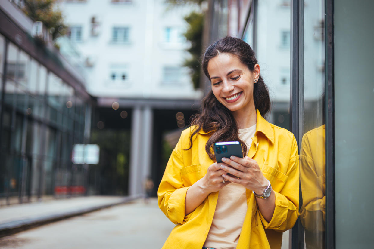 A woman using her smartphone