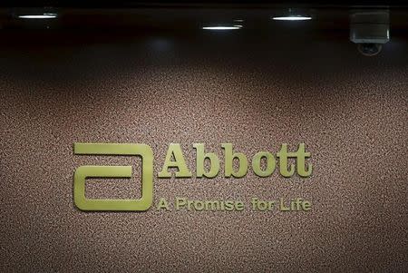 An Abbott company logo is pictured at the reception of its office in Mumbai, India, September 8, 2015. REUTERS/Shailesh Andrade/Files