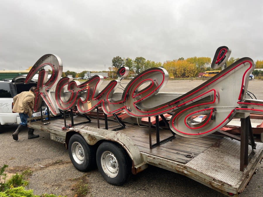 Crews removed the "Rosie's" sign form the iconic diner on Oct. 20, 2023.