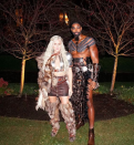 <p>Here is the full look at the couple’s award-winning costume — including a hint of Khloé’s tummy. (Photo: Khloé Kardashian via Instagram) </p>