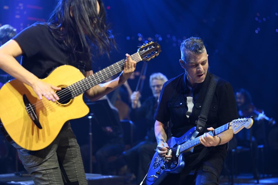 Mexico City natives Rodrigo Y Gabriela are known for their acoustic guitar mastery. In a striking departure, Rodrigo plays electric on much of the  duo's new album "In Between Thoughts...A New World."
