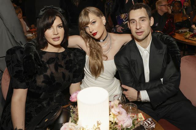 <p>Francis Specker/CBS via Getty Images</p> Lana Del Rey, Taylor Swift and Jack Antonoff at the Grammys in Los Angeles in February 2024