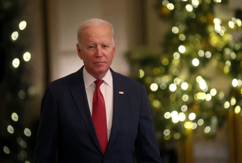 U.S. President Joe Biden delivers a Christmas speech