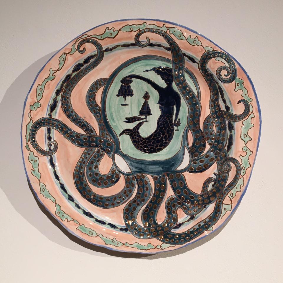 "Inside the Belly of the Octopus," ceramic, by Dana Sherwood.
