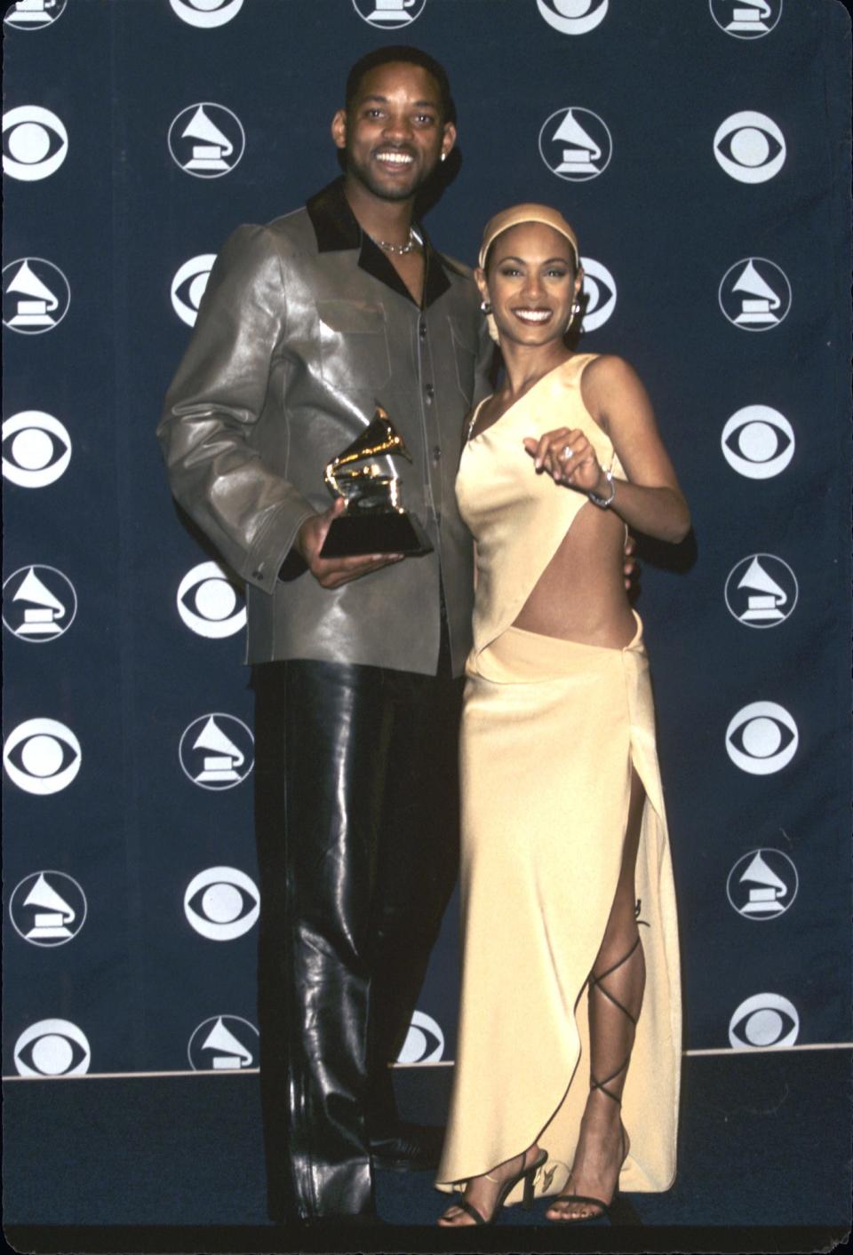 Will Smith and Jada Pinkett Smith at the Grammys on February 23, 1999.