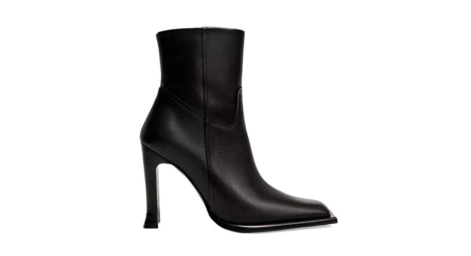 Square Toe Leather Ankle Boots