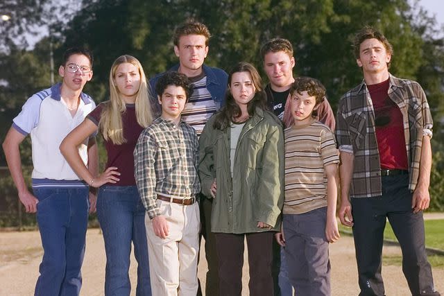 NBCU Photo Bank (From left to right) Martin Starr, Busy Phillips, Sam Levine, Jason Segel, Linda Cardellini, Seth Rogen, John Francis Daly, and James Franco on 'Freaks and Geeks'