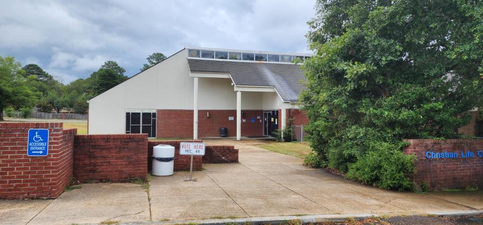 A sign marks the voting place at the Christian Life Center at New Jerusalem Church in Northeast Jackson on Aug. 8.