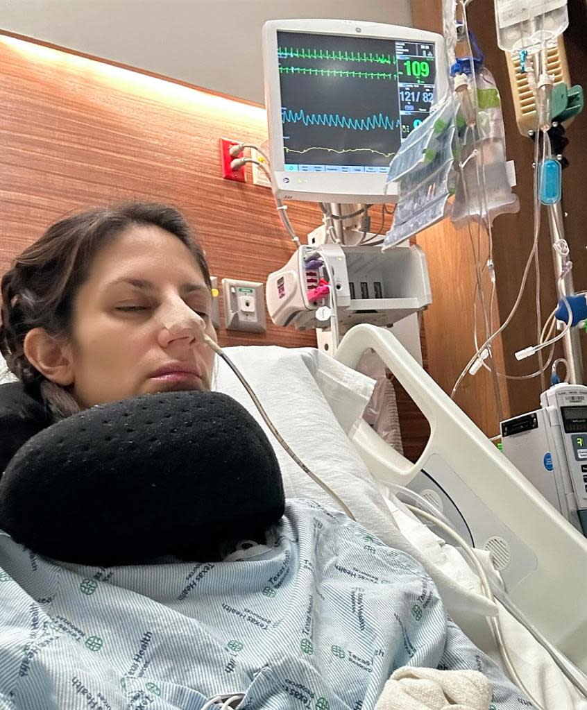 “I ended up having a rare complication,” the mom-of-three wrote in a post penned from her hospital bed on Feb. 17. “It spread to muscles in my neck and now it’s created many issues.” @alihallock/Instagram