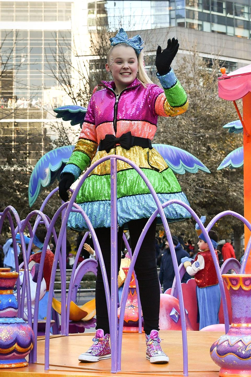 JoJo Siwa rides in the Macy's Thanksgiving Day Parade.