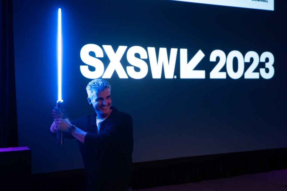 Disney Parks, Experiences and Products Chairman Josh D’Amaro had fun demonstrating a functioning lightsaber at SXSW.