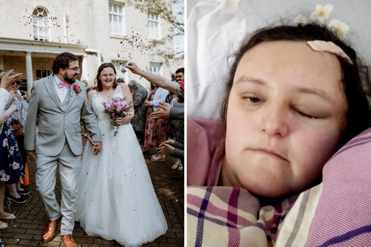 Vicky Payne planned her wedding to husband Kyle in just four weeks after being diagnosed with a brain tumour. (The Brain Tumour Charity/Joanna Ranson PhotographySWNS)