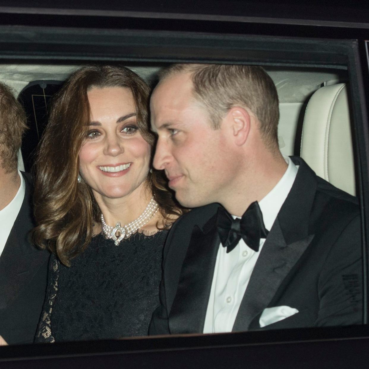 The Duchess of Cambridge wearing a pearl and diamond necklace as she arrives at Windsor Castle - Paul Grover for the Telegraph