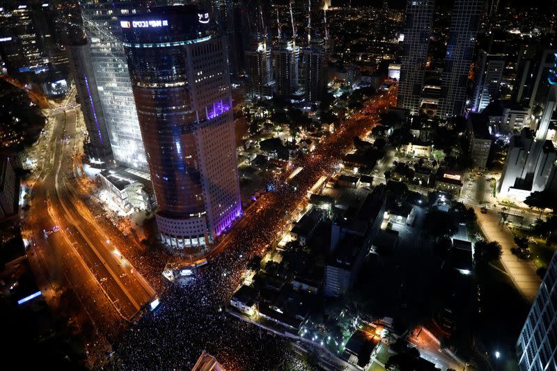 Protests against Israel's right-wing government in Tel Aviv